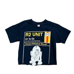 Navy Blue Oversized Cropped R2-D2 Tee
